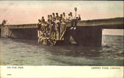A Group of Swimmers on the Pier Grimsby Park, ON Canada Ontario Postcard Postcard