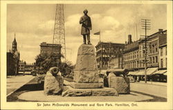 Sir John McDonalds Monument and Gore Park Hamilton, ON Canada Ontario Postcard Postcard