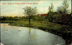 2205. Scene in Central Park, Topeka, Kansas Postcard