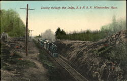 Coming through the Ledge, B.& M. R.R Winchendon, MA Postcard Postcard