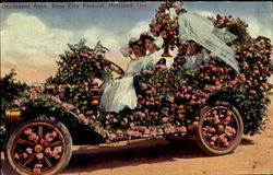 Decorated Auto, Rose City Festival Postcard