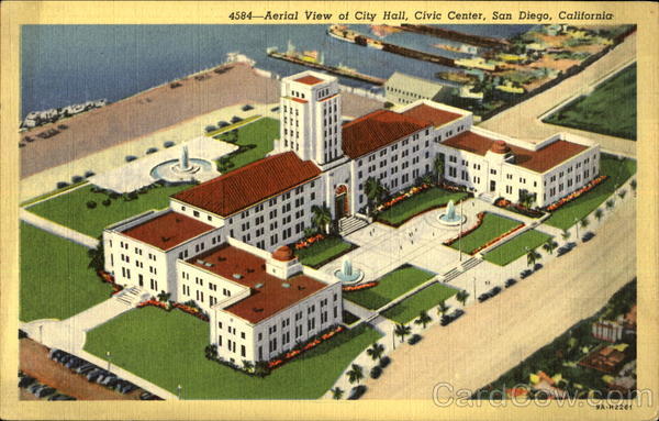 Aerial View of City Hall, Civic Center San Diego California
