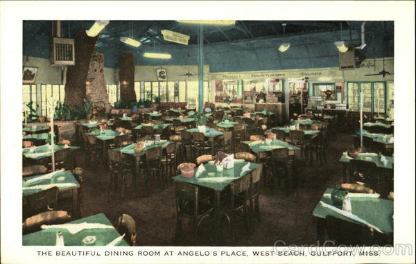 The Beautiful Dining Room at Angelo's Place, West Beach Gulfport Mississippi