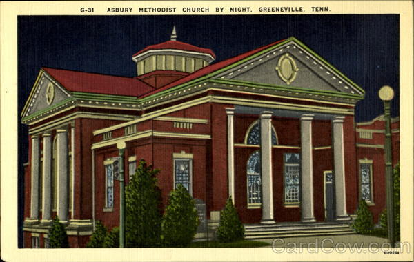 G-31 Asbury Methodist Church By Night Greeneville Tennessee