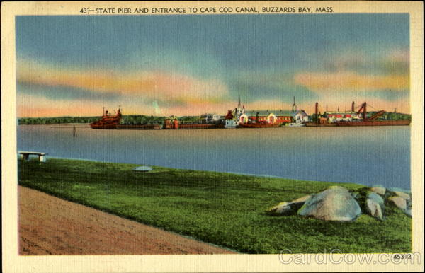 State Pier and Entrance to Cape Cod Canal Buzzards Bay Massachusetts