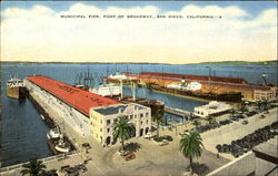 Municipal Pier, Foot of Broadway San Diego, CA Postcard Postcard