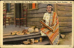 Cherokee Indian Pottery and Bead Worker--Cherokee Indian Reservation, North Carolina 263 Native Americana Postcard Postcard