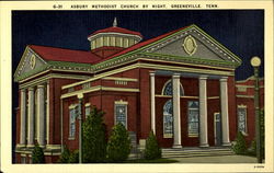 G-31 Asbury Methodist Church By Night Greeneville, TN Postcard Postcard