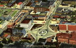 Air View of Business District Postcard