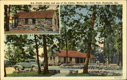 Public Lodge, and one of the Cabins, Monte Sano State Park Postcard