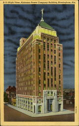 B-13 Night View, Alabama Power Company Building, Birmingham, AL Postcard Postcard