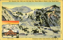 Precipitous Collins Gulch Showing Giant Ski Lift Alta, UT Postcard Postcard