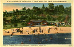 View of Beach and Bathhouse at Hungry Mother State Park in Southwestern Virginia Marion, VA Postcard Postcard