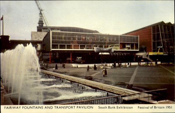 FairwayFountains and Transport Pavilion South Bank Exhibition Festival of Britain 1951 England