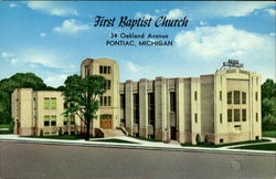 First Baptists Church, 34 Oaskland Avenue Pontiac, MI Postcard Postcard