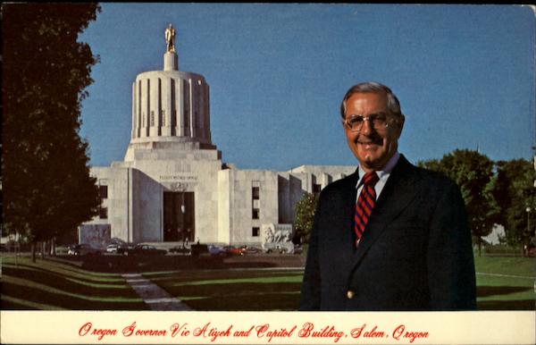 Oregon Governor Vic Atiyeh and Capitol Building Salem