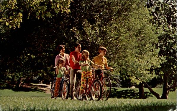 Family of Five on Bicycles Boise Idaho