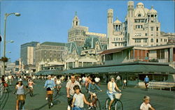 Bicycling on the Boardwalk Atlantic City, NJ Postcard Postcard