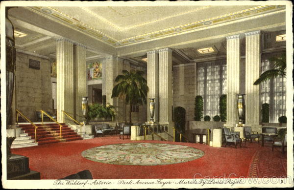 The Waldorf Astoria - Park Avenue Foyer - Murals by Louis Rigal New York