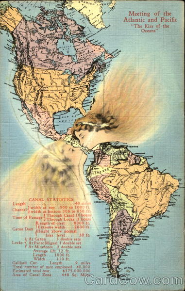 Meeting of the Atlantic and Pacific "The Kiss of the Oceans" Maps