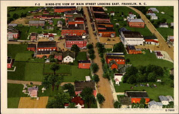 Birds-Eye View of Main Street Looking East Franklin North Carolina
