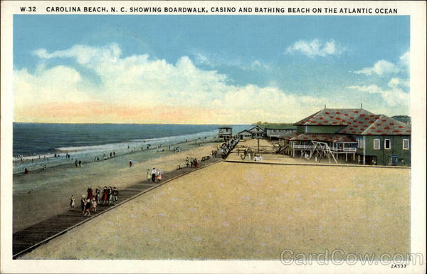Boardwalk, casino and bathing beach on the atlantic ocean Carolina Beach North Carolina