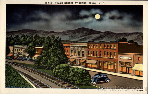 Trade Street at Night Tryon North Carolina