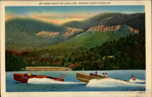 Speed boats on Lake Lure, Western North Carolina