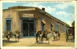 Ancient La Fonda which stood on site of present hotel Postcard