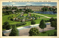 Museum of Fine Arts and Rose Gardens In The Fenway Postcard