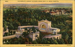 The World's Largest Outdoor Organ and U.S. Naval Hospital Postcard