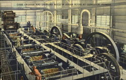 Cane crusher and grinding rools in sugar House Postcard