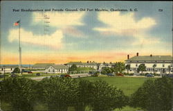 Post Headquarters and Parade Ground, Old Fort Moultrie, Charleston, S.C. T28 South Carolina Postcard Postcard