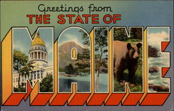 Greetings from The State of Maine Postcard