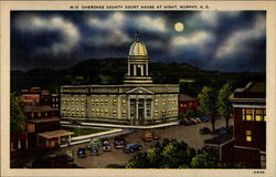 Cherokee County Court House at Night Postcard