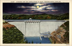 Hiwassee Dam and Power House by night Postcard