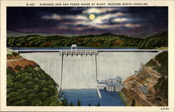 Hiwassee Dam and Power House by night Murphy, NC Postcard Postcard