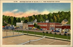 Business section of Saluda N.C. from recreatin center Postcard