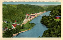 Birds eye view of Marshall, N.C. and the French Broad River, "In the land of the sky" North Carolina Postcard Postcard