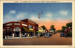 U. S. Highway No. 70 on State Street Black Mountain, NC Postcard 