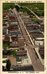 Airplane View of a Portion of Main Street Hendersonville, NC Postcard Postcard