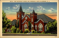 First Methodist Church and Parsonage Postcard