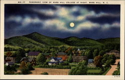 Panoramic View of Mars Hill College at Night Postcard