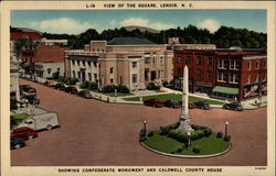 L-18 View of the Square, Lenoir, N.C Postcard