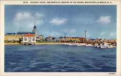 Oceanic Hotel and Boats at Anchor in the Sound Postcard