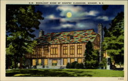 Moonlight Scene of Country Clubhouse Hickory, NC Postcard Postcard