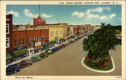 Union Square, Looking East Hickory, NC Postcard Postcard