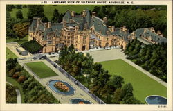 Airplane view of Biltmore House Asheville, NC Postcard Postcard