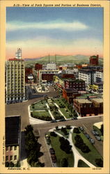 View of Pack Square and Portion of Business District Asheville, NC Postcard Postcard