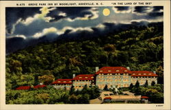 Grove Park Inn By Moonlight, Ashville, N.C. "In the Land of the Sky" Postcard